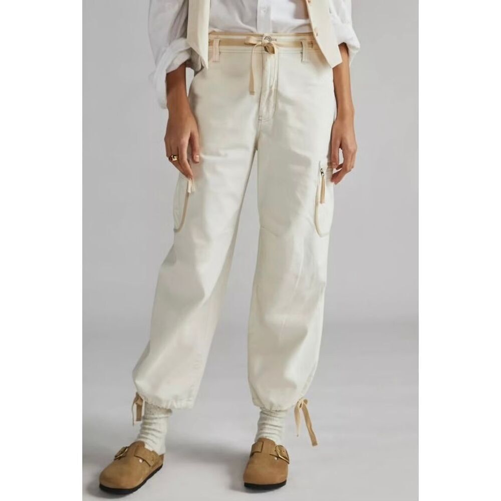 Anthropologie Pilcro‎ The Hiker Utility Cargo Pants Drawstring size 30 Cream